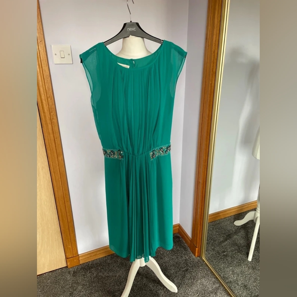 Monsoon Green Embellished Midi Dress